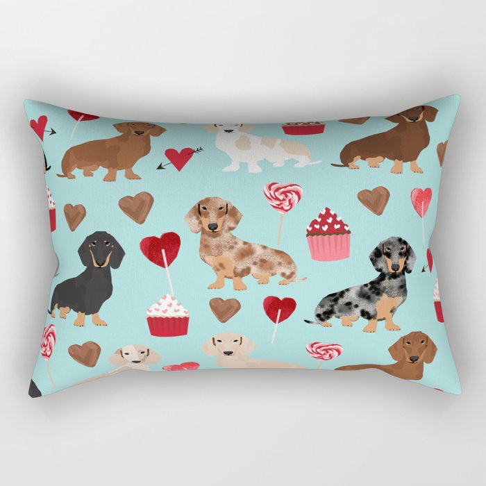 Dachsund dachsie doxie valentines day valentine hearts love cupcakes cute dog gifts Rectangular Pillow