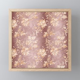 Floral Gold Blash Pink Velevet Modern Collection Framed Mini Art Print