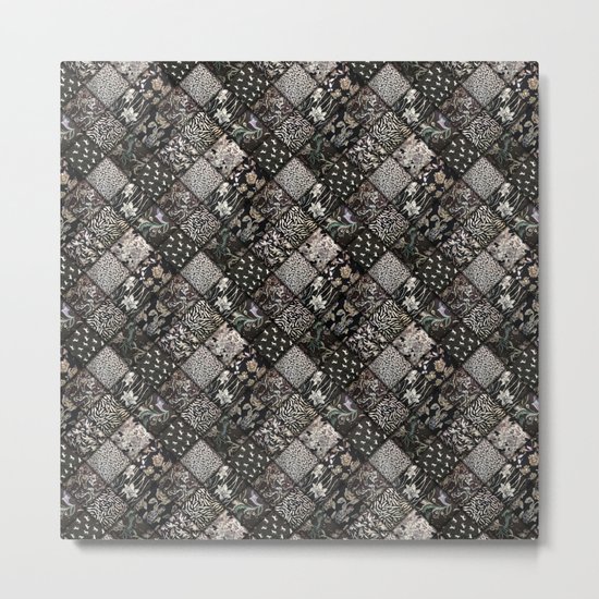 Faux Patchwork Quilting - Black Metal Print