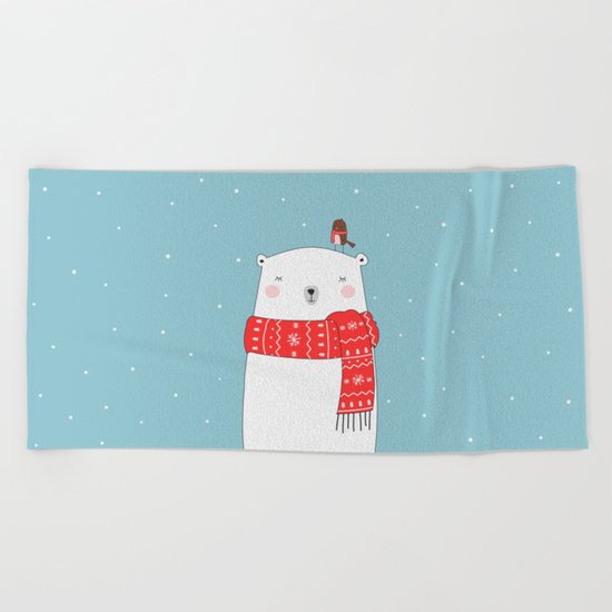 POLAR BEAR&LITTLE BIRD CHRISTMAS Beach Towel