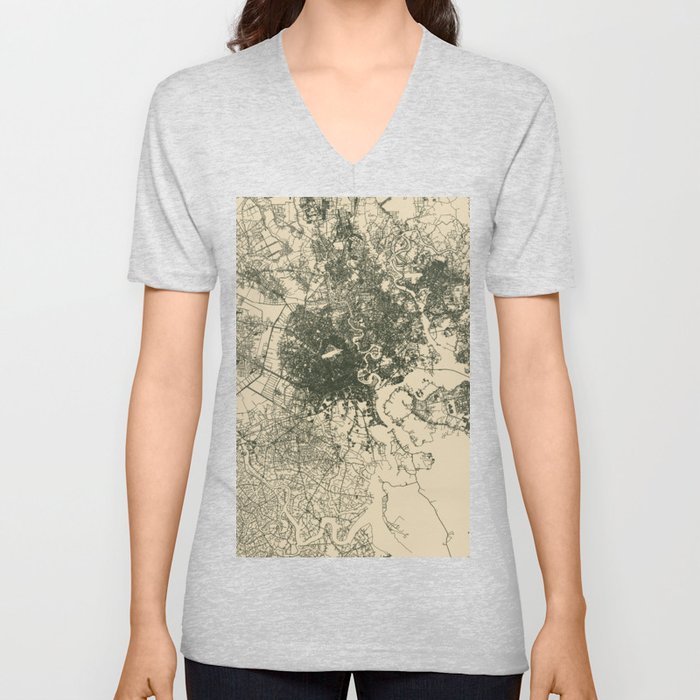 Vietnam, Saigon Map V Neck T Shirt