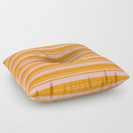 [ Thumbnail: Light Pink & Dark Orange Colored Stripes Pattern Floor Pillow ]