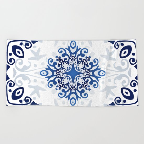 Blue Decorative Design Beach Towel