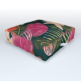 emerald watercolor floral pattern Outdoor Floor Cushion