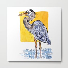 Heron Wading Metal Print