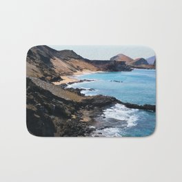 Galapagos Islands, Ecuador Travel Artwork Bath Mat | Island, Water, Cliff, Waves, Mountains, Wildlife, Sea, Shoreline, Ecuador, Ecuadorian 