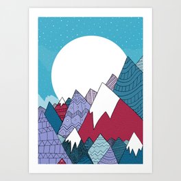Blue Sky Mountains Art Print