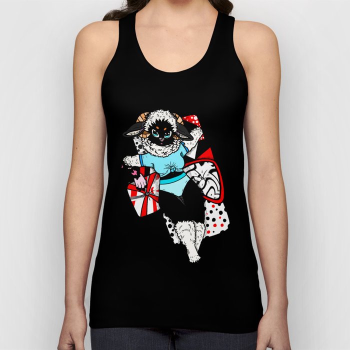 Resting In Pillows Sheep Girl Anthro Model Blue Lamb Animals Fashionista Unisex Tank Top By Foxbuddha88