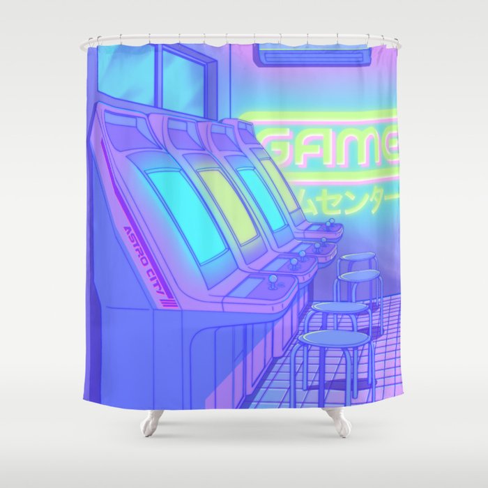 Midnight Arcade Shower Curtain