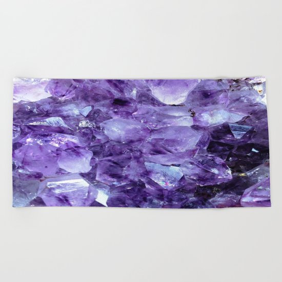 Amethyst Crystals Beach Towel