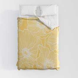 Sunshine Yellow Poppies Duvet Cover