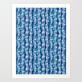 Seaweed Stripe Pattern Blue Teal White Art Print