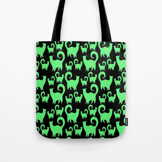 Green Snobby Cats Tote Bag