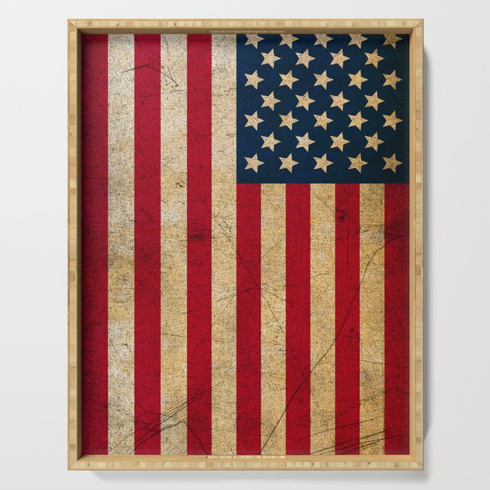 Vintage American Flag Serving Tray By Mesutok Society6