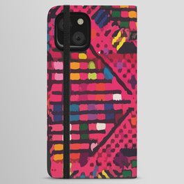 Colorful embroidery mexican fabric mayan textile ethnic navajo vibrant mexican  iPhone Wallet Case