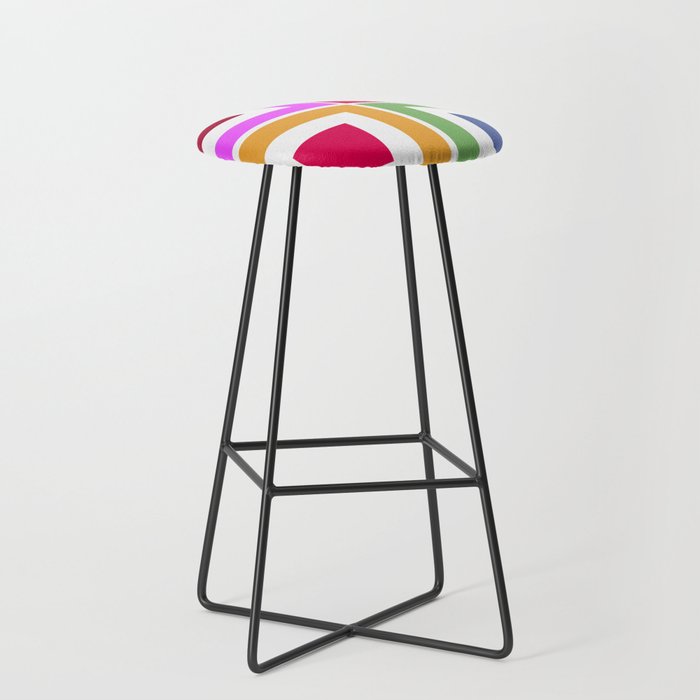 Phoebe - Colorful Minimal Classic Geometric 90s Square Art Design Pattern III Bar Stool