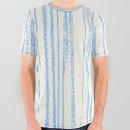Thick Lines Pastel Blue All Over Graphic Tee