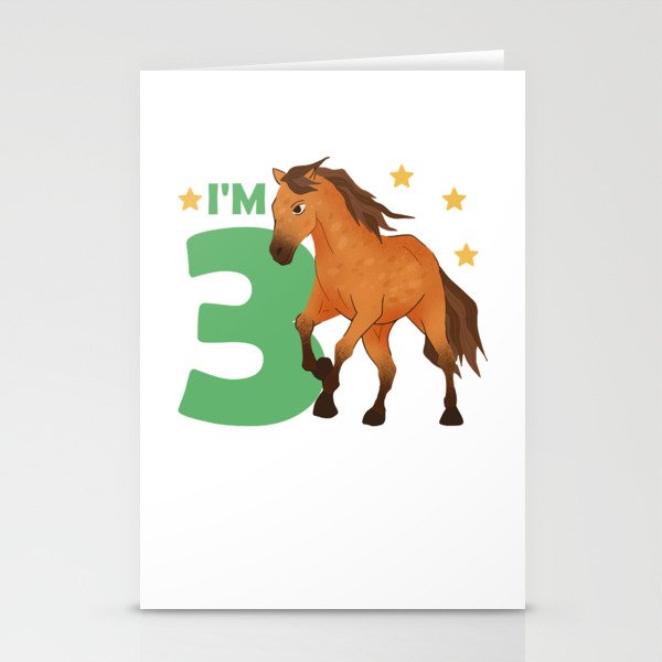 Children 3rd Birthday Horse Three Years Old Rider Stationery Cards