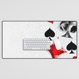 Gray Background with Polygonal Playing Cards Symbols Desk Mat