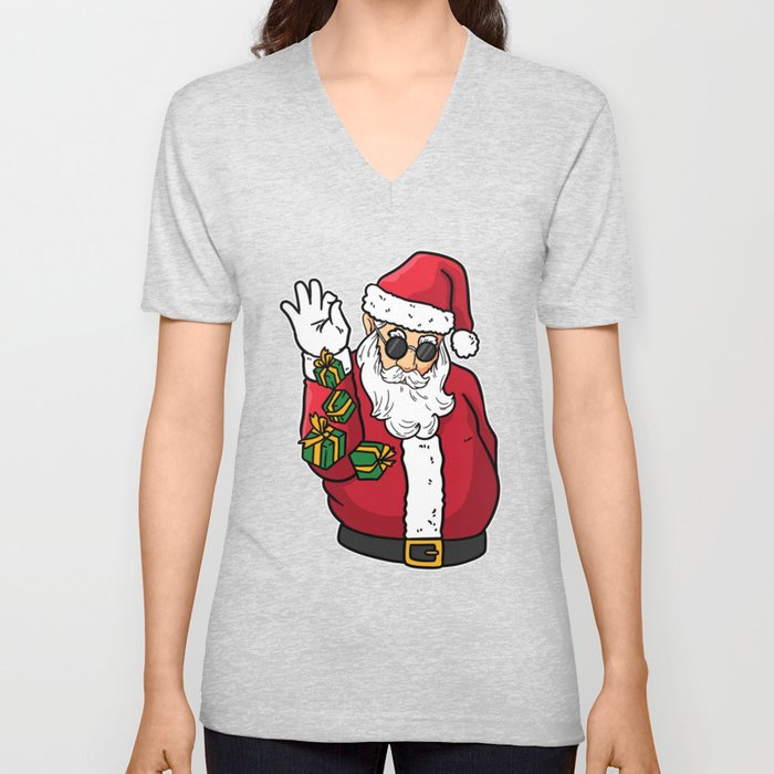 Christmas Santa cute Xmas Pajama V Neck T Shirt