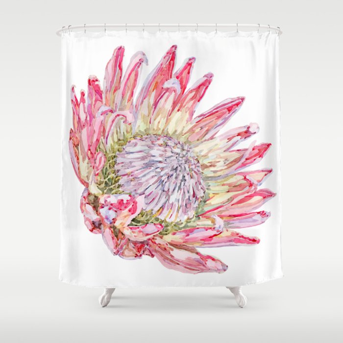 Watercolour King Protea Shower Curtain