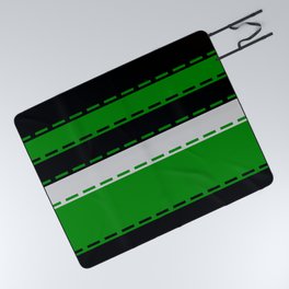 Black, Green And Grey Modern Panel Design Picnic Blanket