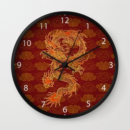 Traditional Chinese Red Dragon                                         Wall Clock
