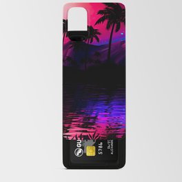 Neon landscape: Pink purple tropical beach [synthwave/vaporwave/cyberpunk] — aesthetic poster Android Card Case