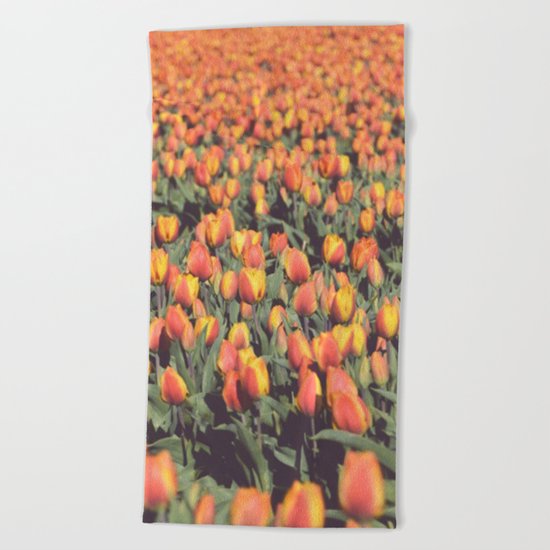 Tulips field #1 Beach Towel