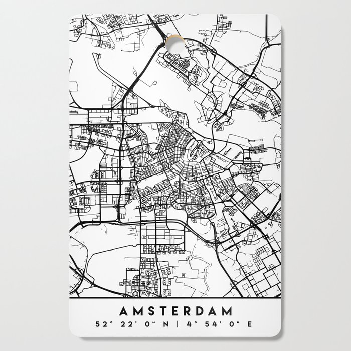 AMSTERDAM NETHERLANDS BLACK CITY STREET MAP ART Cutting Board