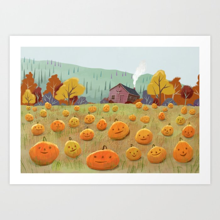 Pumpkin Field Art Print