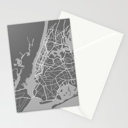 NY gray map Stationery Card