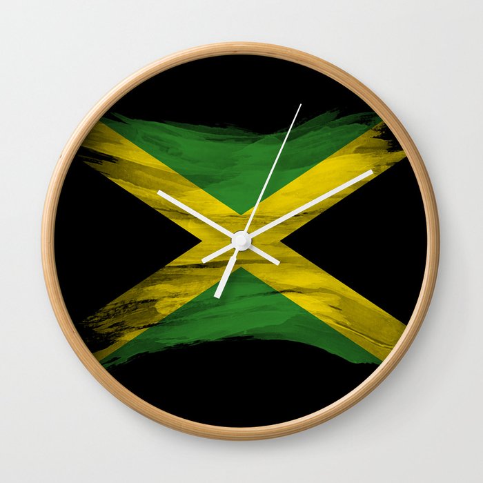 Jamaica flag brush stroke, national flag Wall Clock