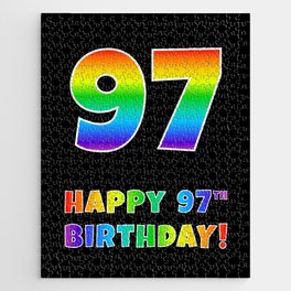[ Thumbnail: HAPPY 97TH BIRTHDAY - Multicolored Rainbow Spectrum Gradient Jigsaw Puzzle ]