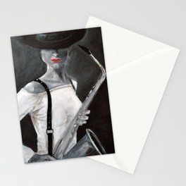 woman with saxophone Stationery Cards