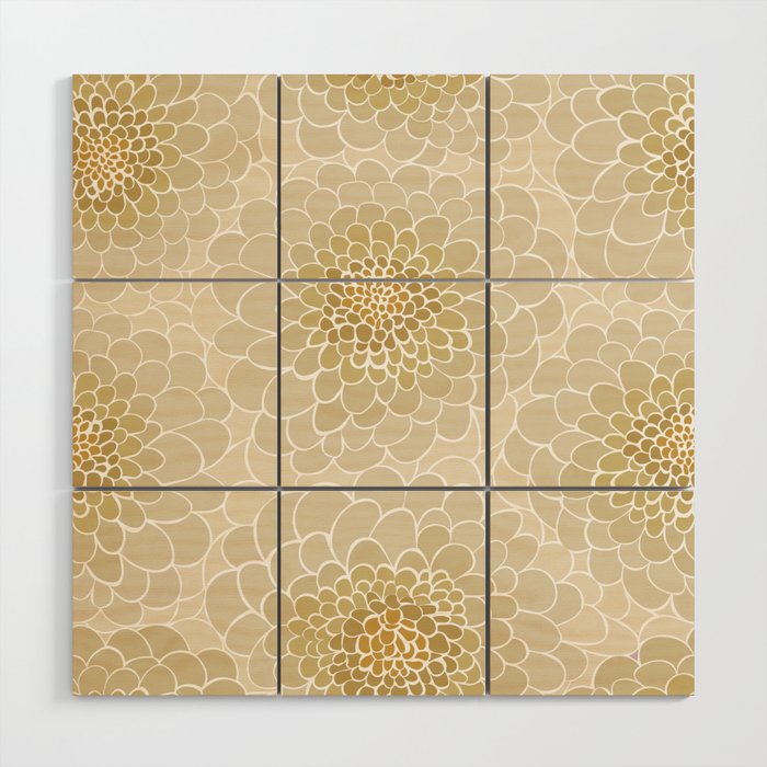 Dahlias Cream // Ivory Backbround // Normal Scale  Wood Wall Art