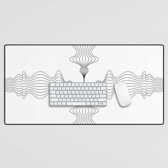 Minimal Waves - Black White Lines Art Desk Mat