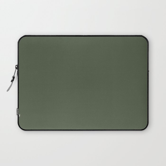 Dark Green-Brown Solid Color Pantone Bronze Green 18-0317 TCX Shades of Green Hues Laptop Sleeve