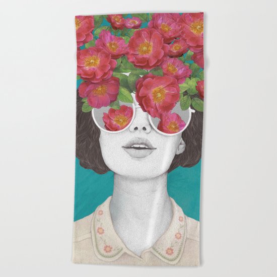 The optimist // rose tinted glasses Beach Towel