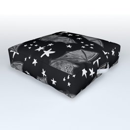 Creepy Cute Black and White Bat Pattern Outdoor Floor Cushion