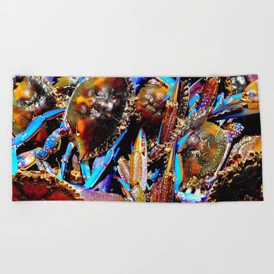 bright Blue swimmer crabs, Whyalla, South Australia Beach Towel