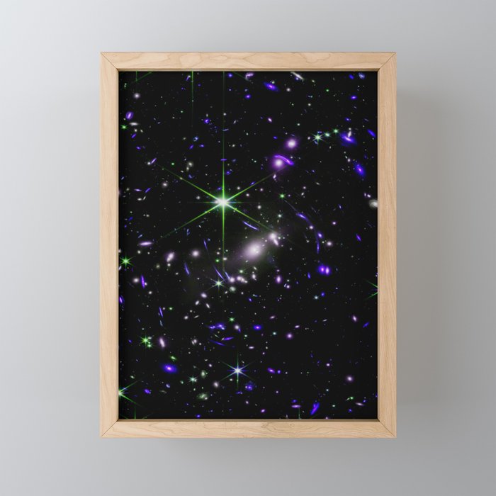Galaxies of the Universe indigo blue green Framed Mini Art Print