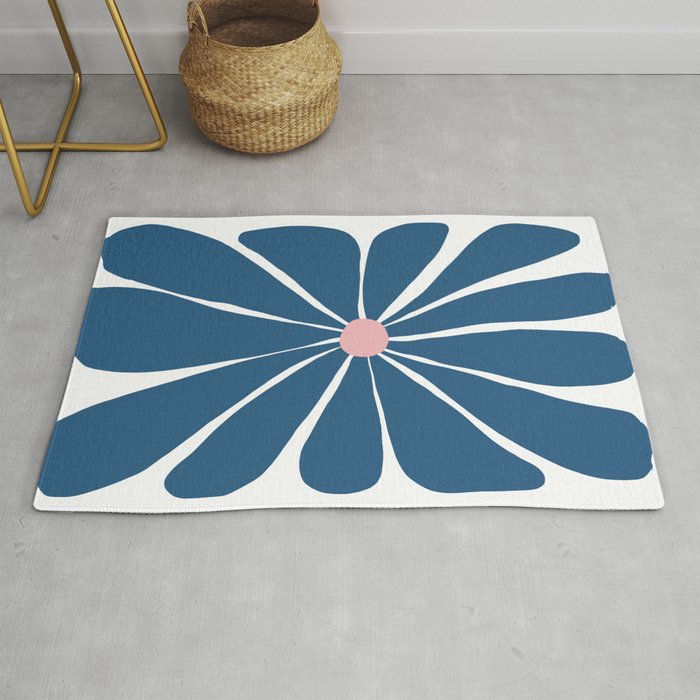 Big Funky Flower in Blue and Pink Rug