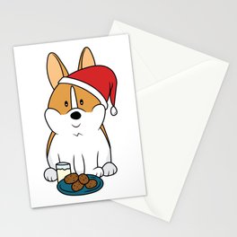 Corgi Santa Milk and Cookies Stationery Cards