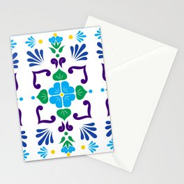 Cyan 2, Framed Talavera Flower Stationery Card