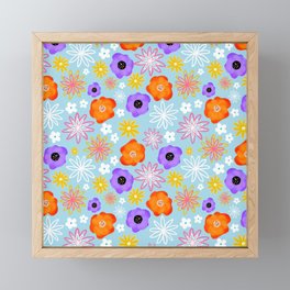 Funky Colorful Flowers Framed Mini Art Print