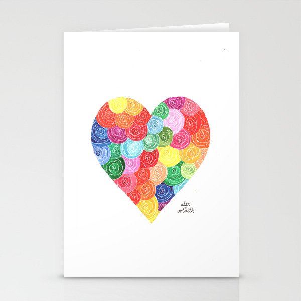 Rose Heart Stationery Cards