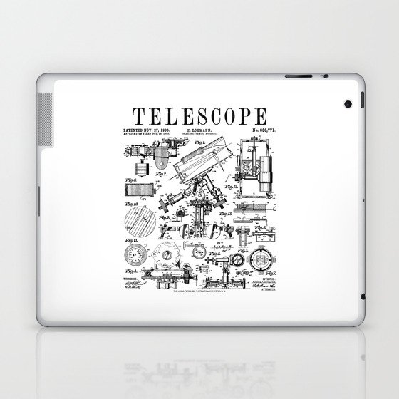 Astronomy Teacher Astronomer Telescope Vintage Patent Print Laptop & iPad Skin