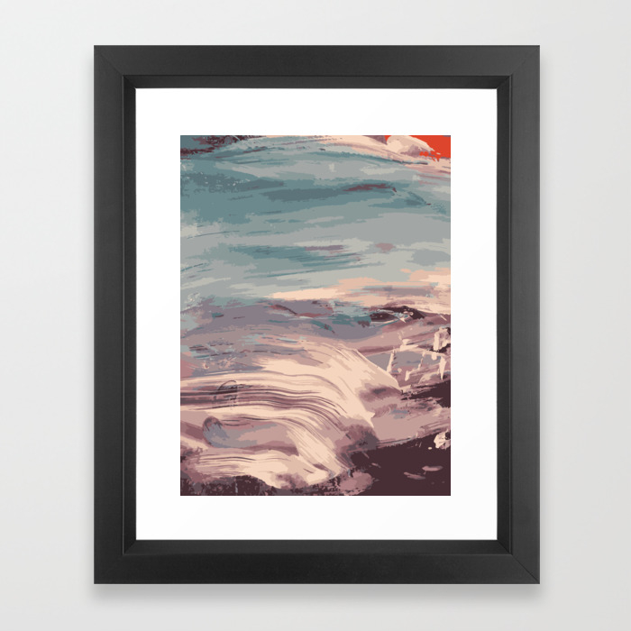 Abstract Sunset Beach Waves Framed Art Print By Elizabethschulz