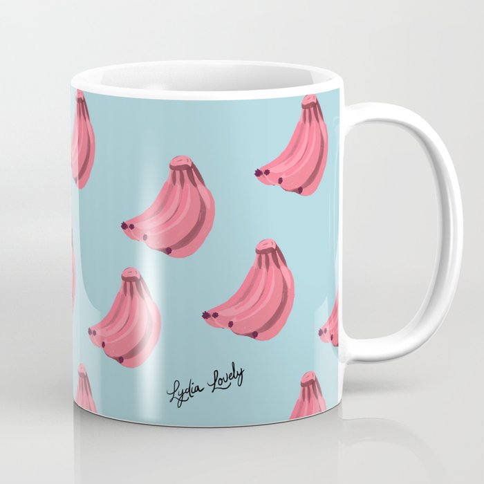 Bananas Pink- blue background Coffee Mug
